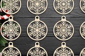 Σετ των 3 Intra απο ξύλο plywood 3mm-4mm πάχος Χριστουγεννιάτικο στολίδι Δίασταση 8x8 cm INTRAFABR-79430796