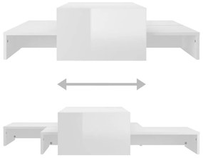 Τραπεζάκι Ζιγκόν Γυαλιστερό Λευκό 100x100x26,5 εκ. Μοριοσανίδα - Λευκό