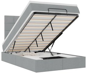 vidaXL Οθωμανικό κρεβάτι με στρώμα &amp; LEDs Ανοιχτό γκρι Ύφασμα
