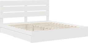vidaXL Κρεβάτι Αποθήκης Λευκό 200 x 200 cm Επεξεργασμένο ξύλο