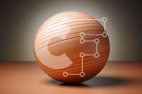 Intra Συλλεκτικό Ξύλινο Παζλ Plywood  4mm - Μινιμαλιστική Πορτοκαλί Μπάλα με αυλάκια Σε Ξύλινο Κουτί - Διαστάσεις: 10x10 cm – 25 κομμάτια