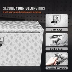 VEVOR Underbody Truck Box, 36&quot;×14&quot;×16&quot; Pickup Storage Box, Heavy Duty Aluminum Diamond Plate Tool Box with Lock and Keys, Waterproof Trailer Storage Box with T-Handle Latch for Truck, Van, Trailer