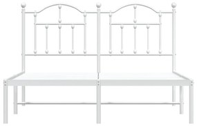 Πλαίσιο Κρεβατιού με Κεφαλάρι Λευκό 135 x 190 εκ. Μεταλλικό - Λευκό