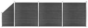 Σετ Πάνελ Περίφραξης Μαύρο 619 x (105-186) εκ. από WPC - Μαύρο