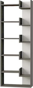 Βιβλιοθήκη Oppa Megapap χρώμα ανθρακί - λευκό 60x22x162εκ.