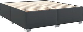 vidaXL Κρεβάτι Boxspring με Στρώμα Μαύρο 200x200 εκ. Συνθετικό Δέρμα