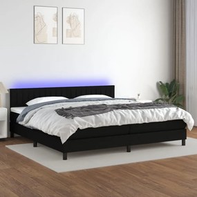 ΚΡΕΒΑΤΙ BOXSPRING ΜΕ ΣΤΡΩΜΑ &amp; LED ΜΑΥΡΟ 200X200 ΕΚ. ΥΦΑΣΜΑΤΙΝΟ 3133343