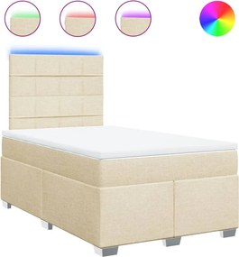 vidaXL Κρεβάτι Boxspring με Στρώμα Κρεμ 120x190 εκ. Υφασμάτινο