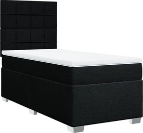 vidaXL Κρεβάτι Boxspring με Στρώμα Μαύρο 80 x 200 εκ. Υφασμάτινο