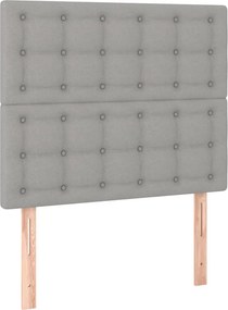 vidaXL Κρεβάτι Boxspring με Στρώμα &amp; LED Αν.Γκρι 90x190 εκ. Υφασμάτινο