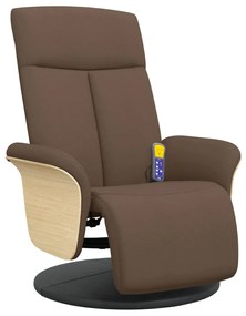 vidaXL Πολυθρόνα Μασάζ Ανακλινόμενη με Υποπόδιο Καφέ Υφασμάτινη