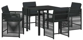 vidaXL Σέτ φαγητού για κήπο 5 pcs Μαύρο συνθετικό ρατάν