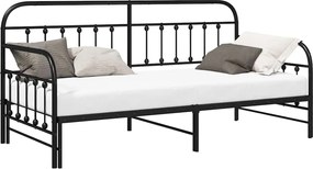 vidaXL Σκελετός κρεβατιού ημέρας Μαύρο 90 x 190 cm