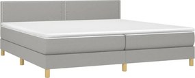 vidaXL Κρεβάτι Boxspring με Στρώμα Ανοιχτό Γκρι 200x200 εκ. Υφασμάτινο