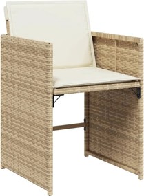 vidaXL Σετ Τραπεζαρίας Κήπου 13 τεμ. Μπεζ Συνθ. Ρατάν με Μαξιλάρια