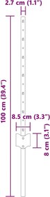 vidaXL Ενσωματωμένος Πόλος Φράχτη 44 τμχ. Ασημί 100 cm