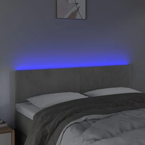 Κεφαλάρι Κρεβατιού LED Ανοιχτό Γκρι 144x5x78/88 εκ. Βελούδινο 3121380