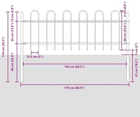 vidaXL Περίφραξη κήπου  με βρόχο Γκρι, 10.2x0.6μ, Χάλυβας