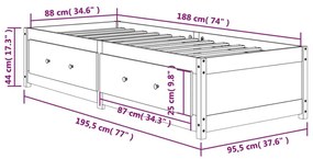 Καναπές Κρεβάτι Χωρίς Στρώμα Καφέ 90x190 εκ. Μασίφ Ξύλο Πεύκου - Καφέ