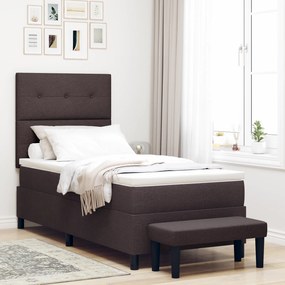 vidaXL Κρεβάτι με Στρώμα και Πάγκο Καφέ 100x200 cm Ύφασμα
