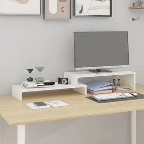 vidaXL Βάση Οθόνης Λευκή (52-101)x22x14 εκ. από Μασίφ Ξύλο Πεύκου