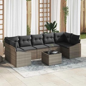 vidaXL Σετ Καναπέ Κήπου με μαξιλάρι 8 pcs Γκρι 55 x 55 x 37 εκ
