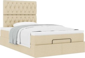 vidaXL Οθωμανικό κρεβάτι με στρώμα Cream 120x200cm ύφασμα