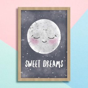 Παιδικό Πόστερ Φεγγαράκι Sweet Dreams KD129 22x31cm Λευκό Κάδρο PVC (με πόστερ)