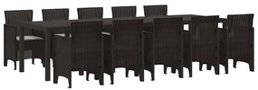 vidaXL Σέτ φαγητού για κήπο 11 pcs Καφέ και Ανοιχτό γκρι Πολυ ράταν