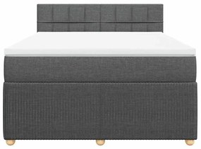 vidaXL Κρεβάτι Boxspring με Στρώμα Σκούρο Γκρι 140x190 εκ. Υφασμάτινο