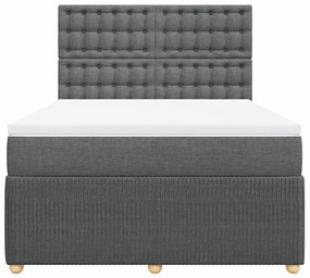 Κρεβάτι Boxspring με Στρώμα Σκούρο Γκρι 140x200 εκ Υφασμάτινο - Γκρι