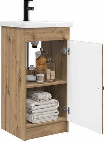 vidaXL Καθρέφτης μπάνιου με νιπτήρα Artisan Δρυς 42 x 40 x 84,5 εκ