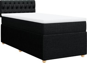 vidaXL Κρεβάτι Boxspring με Στρώμα Μαύρο 90x200 εκ. Υφασμάτινο