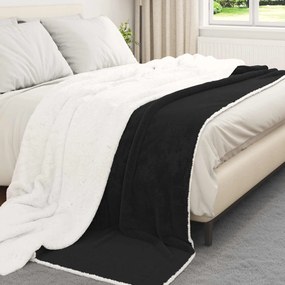vidaXL Κουβέρτα Μαύρο 220 x 240 cm Μαλλί
