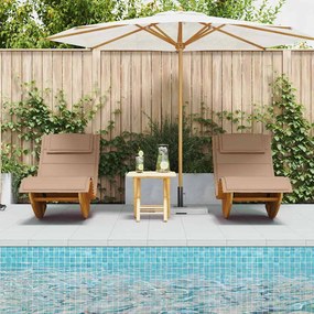 vidaXL Ξαπλώστρα 2 pcs Καφέ 60 x 154 x 74εκ Μασίφ ξύλο ακακίας