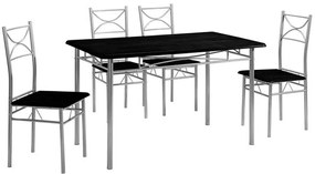 Τραπεζαρία Loreto (Σετ 5Τμχ) ΕΜ9792,1 120x70x74cm Silver-Wenge 4 Θέσεων Mdf,Μέταλλο