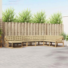 vidaXL Σειρά Καναπέ Εξωτερικού με μαξιλάρι 8 pcs Λευκό και Μπεζ