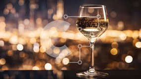 Σετ των 2 Intra Συλλεκτικό Ξύλινο Παζλ Plywood  4mm - Ποτήρι σαμπάνιας με φωτισμένο αστικό τοπίο Σε Ξύλινο Κουτί - Διαστάσεις: 10x10 cm – 25 κομμάτια