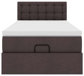 vidaXL Οθωμανικό κρεβάτι με στρώμα σκούρο καφέ 90x190cm ύφασμα