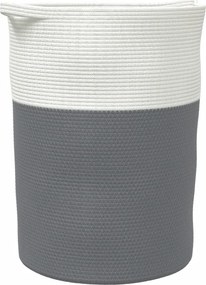 vidaXL Καλάθι Αποθήκευσης Γκρι και Λευκό Ø49x65 εκ. Βαμβακερό