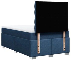 Κρεβάτι Boxspring με Στρώμα Μπλε 120x200 εκ. Υφασμάτινο - Μπλε