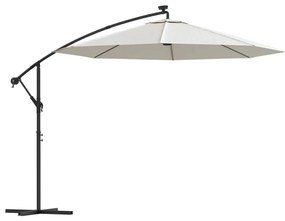 Ομπρέλα Κρεμαστή με LED Χρώμα Άμμου 300 εκ. Μεταλλικός Ιστός - Μπεζ