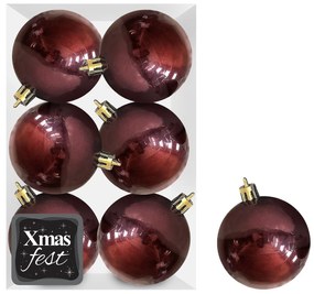 Μπάλες περλέ μπορντώ πακ=6τεμ φ8 Φ8cm Xmasfest 1133562 93-3542