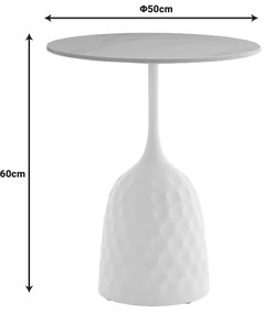 Βοηθητικό τραπέζι Kousien Inart λευκό sintered stone Φ50x60εκ