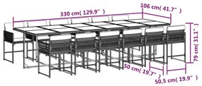 Σετ Τραπεζαρίας Κήπου 13 τεμ. Μπεζ Συνθ. Ρατάν με Μαξιλάρια - Μπεζ