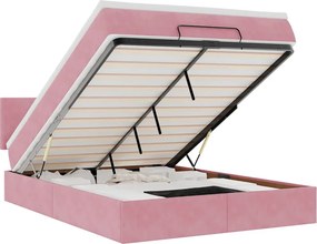 vidaXL Οθωμανικό κρεβάτι με στρώμα ροζ 140x200cm Βελούδο