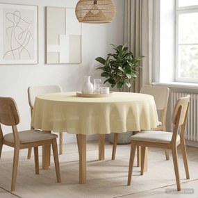 vidaXL Ύφασμα Τραπέζης 5 τμχ. Λευκό κρεμ Διάμ. 140 cm Πολυεστέρας