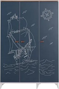 Ντουλάπα Παιδική Ναυτικό Στυλ Τρίφυλλη 129x53x130 cm