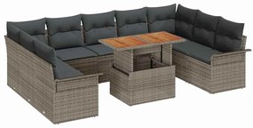 vidaXL Σετ Καναπέ Κήπου με αποθήκευση 10 pcs Γκρι Πολυ ράταν