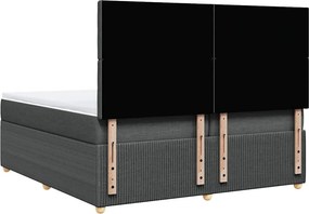 vidaXL Κρεβάτι Boxspring με Στρώμα Σκούρο Γκρι 200x200 εκ. Υφασμάτινο